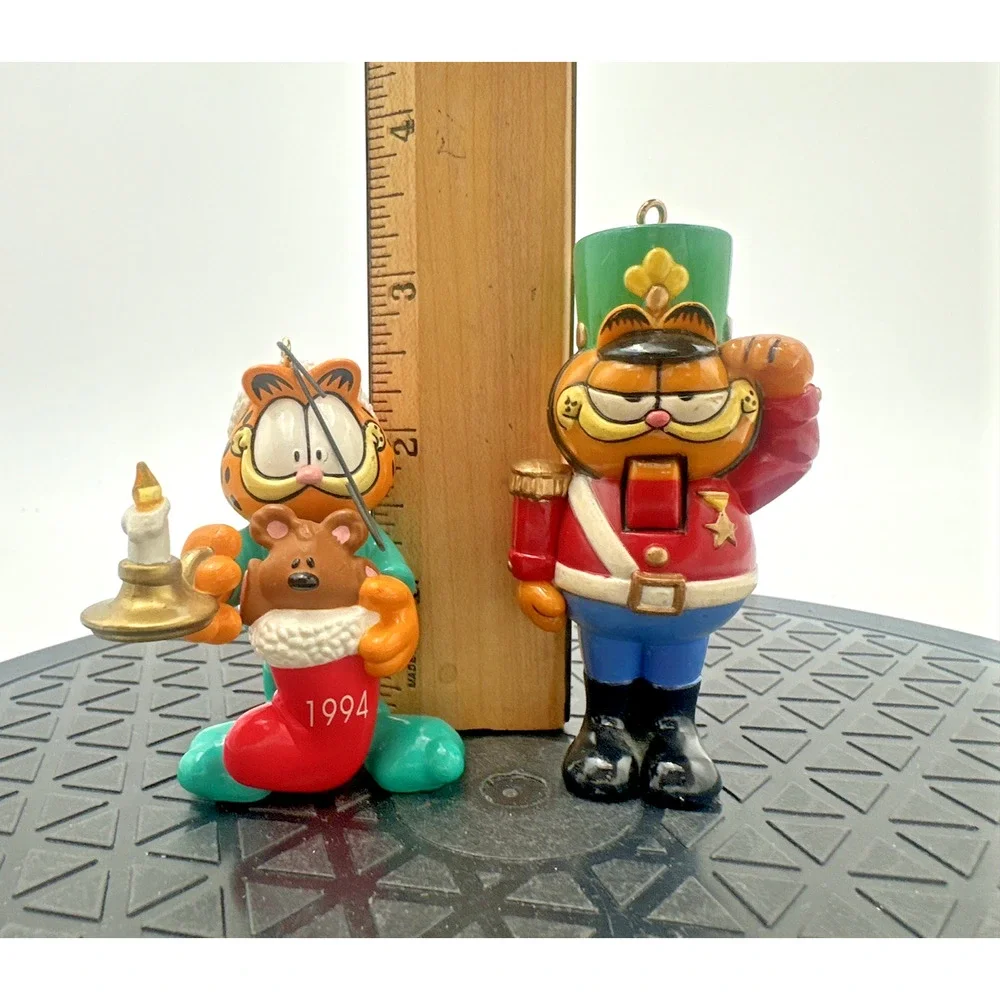 2 Vintage Hallmark Garfield Christmas Tree Ornaments